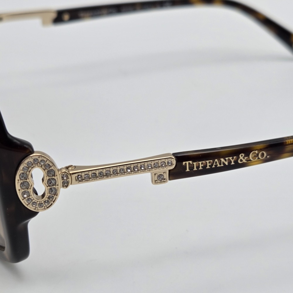 Tiffany & Co Tortoiseshell Crystal Studded Keyhole Sunglasses TF4043-B Authentic - Picture 2 of 11